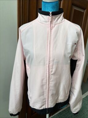 Reebok Vintage jacket  full zip front Light Pink / black Lightweight Athletic